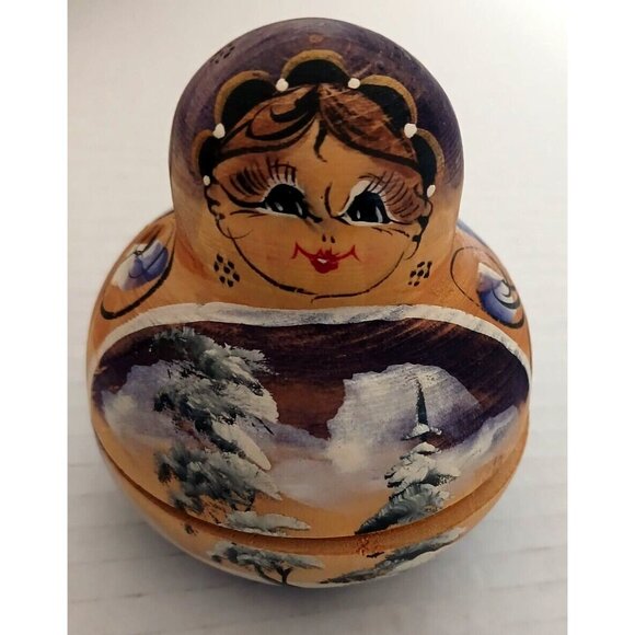 Nesting Dolls Hand Painted - 10 Pieces Light Wood Marked Soviet? RARE Large size - Picture 12 of 13